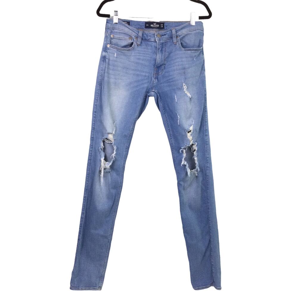 Hollister Y2K Grunge Skater Light Wash Streetwear Stacked Skinny Stretch Jean 31